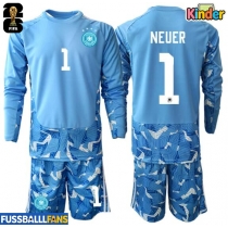 Deutschland Manuel Neuer #1 Torwart Auswärts Trikotsatz Kinder WM 2026 Langarm (+ Kurze Hosen)